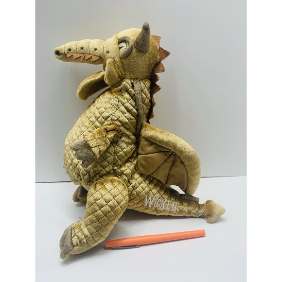 Wicked the Musical Gold Dragon 11" Plush Hand Puppet Time Clock Stuffed Animal - Picture 10 of 11